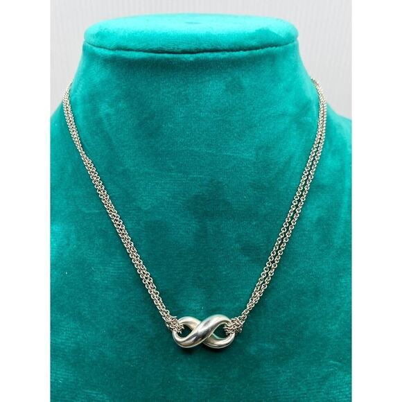 Authentic Tiffany & Co. Infinity Pendant Necklace – Sterling Silver 15" - Picture 8 of 8